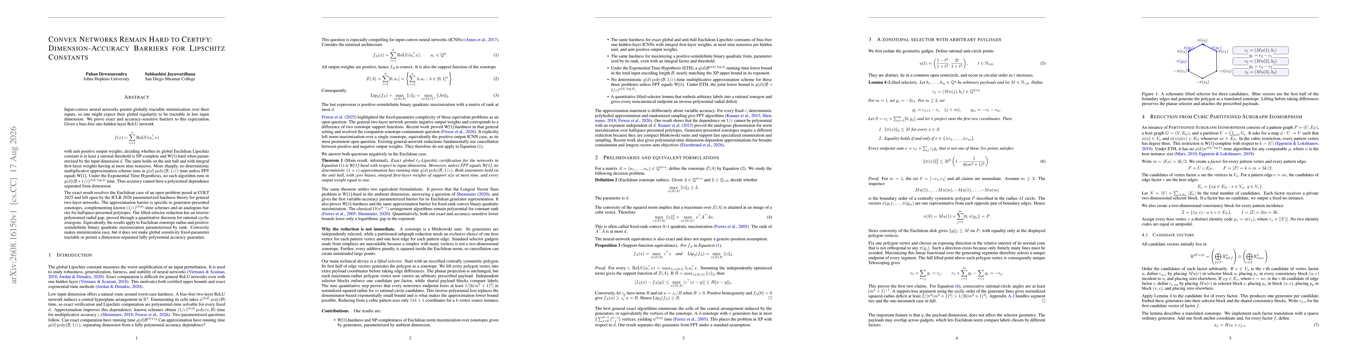 Thumbnail for Convex Networks Remain Hard to Certify: Dimension-Accuracy Barriers for Lipschitz Constants