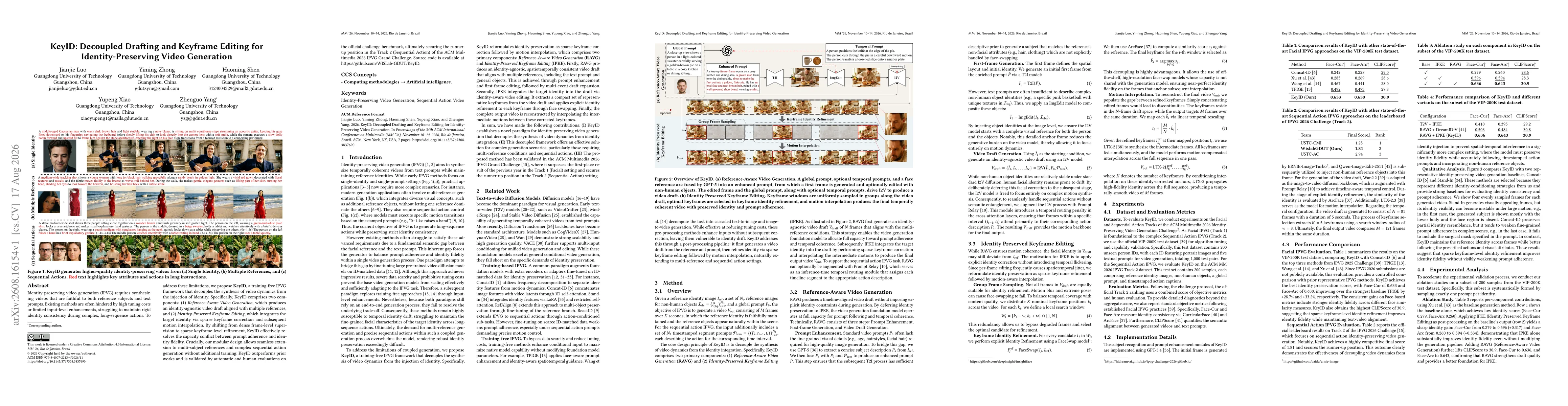 Thumbnail for KeyID: Decoupled Drafting and Keyframe Editing for Identity-Preserving Video Generation