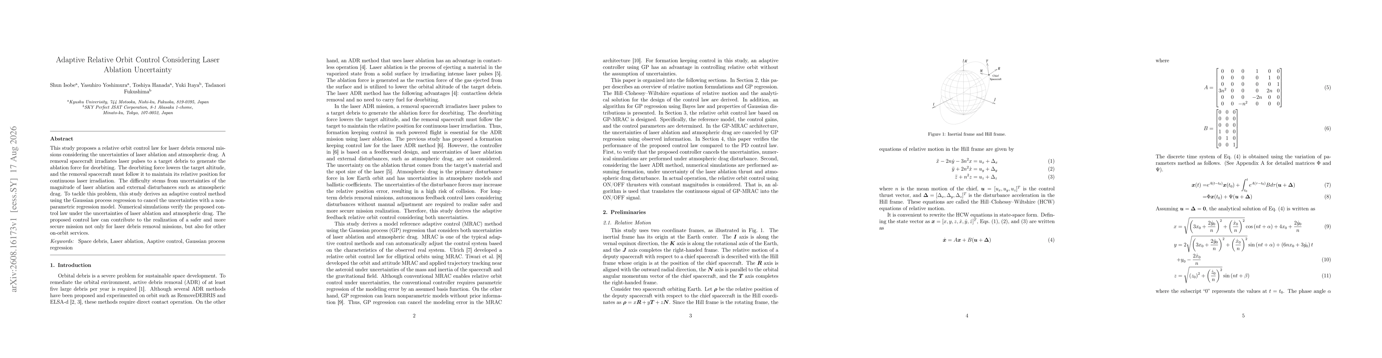 Thumbnail for Adaptive Relative Orbit Control Considering Laser Ablation Uncertainty