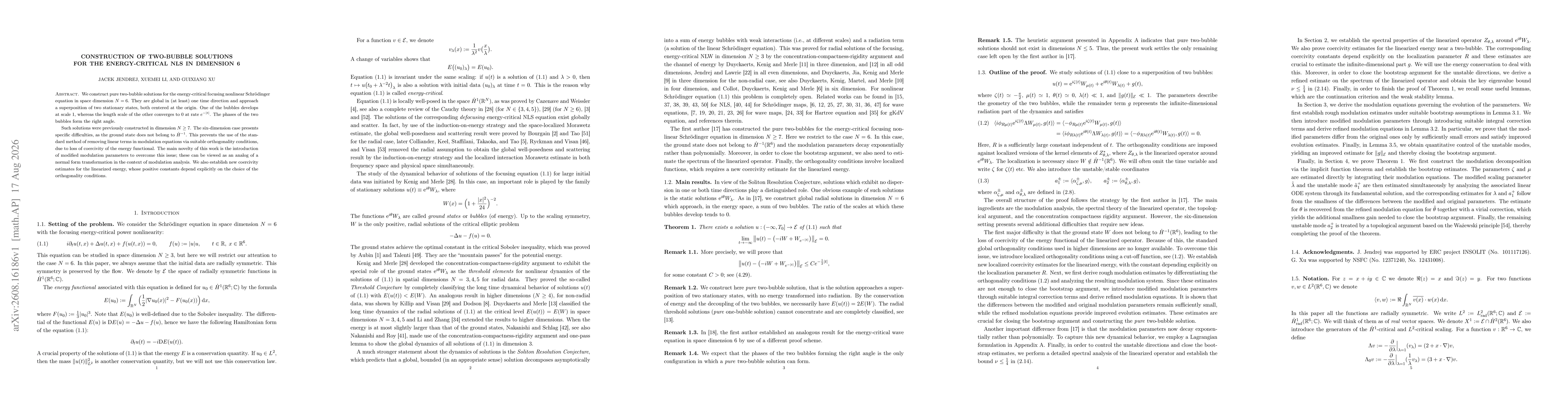 Thumbnail for Construction of two-bubble solutions for the energy-critical NLS in dimension 6
