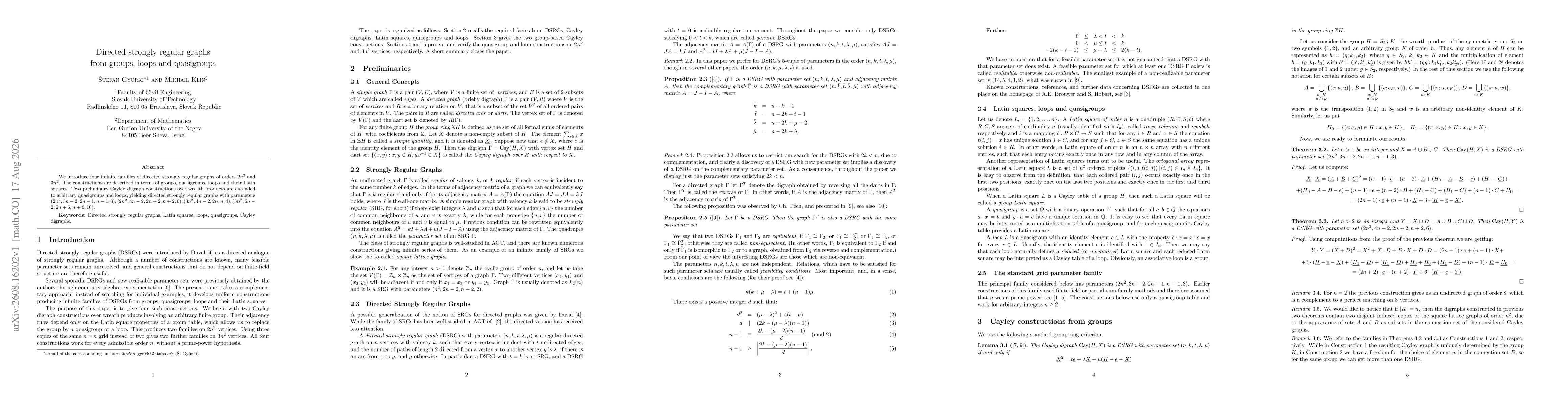 Thumbnail for Directed strongly regular graphs from groups, loops and quasigroups