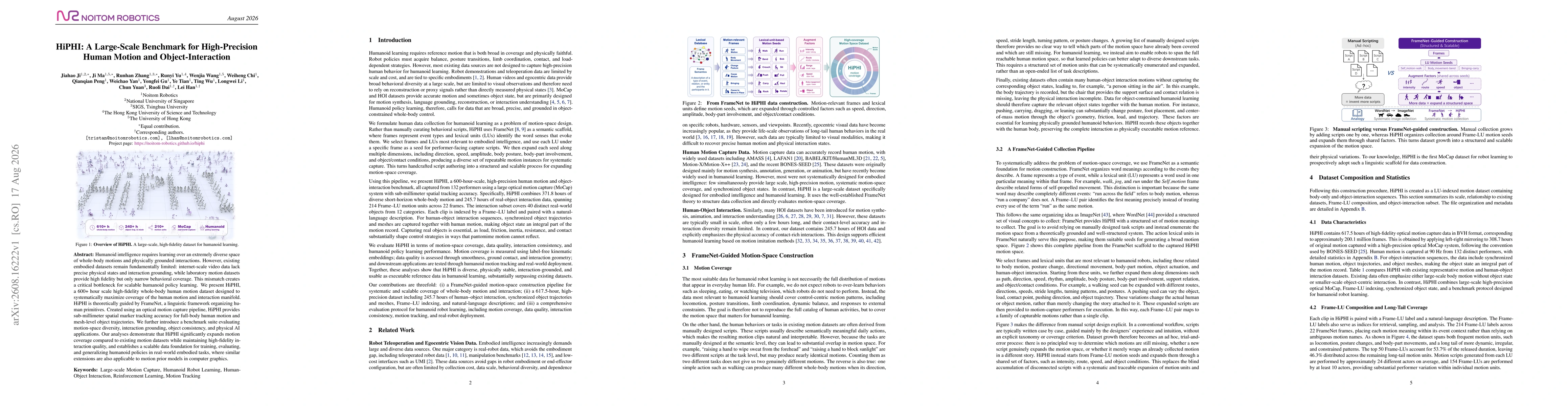 Thumbnail for HiPHI: A Large-Scale Benchmark for High-Precision Human Motion and Object-Interaction