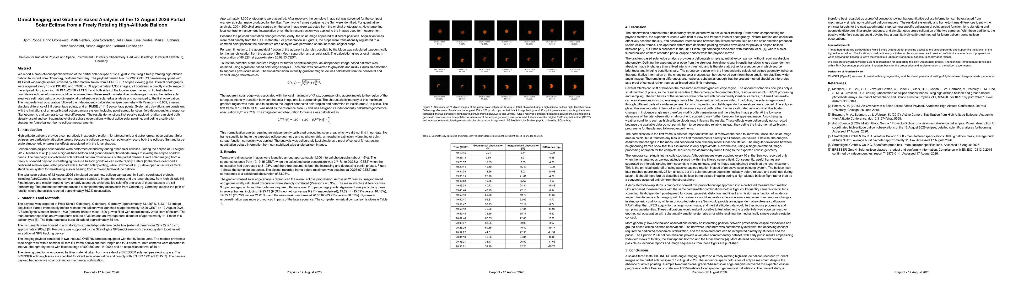Thumbnail for Direct Imaging and Gradient-Based Analysis of the 12 August 2026 Partial Solar Eclipse from a Freely Rotating High-Altitude Balloon