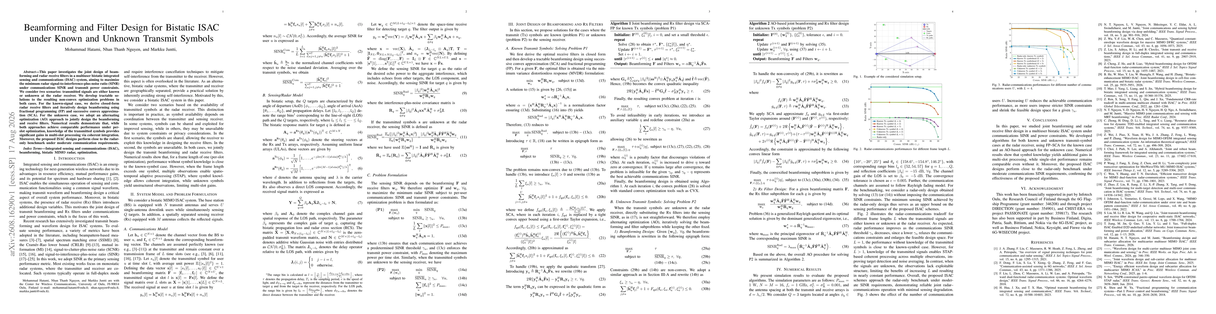 Thumbnail for Beamforming and Filter Design for Bistatic ISAC under Known and Unknown Transmit Symbols