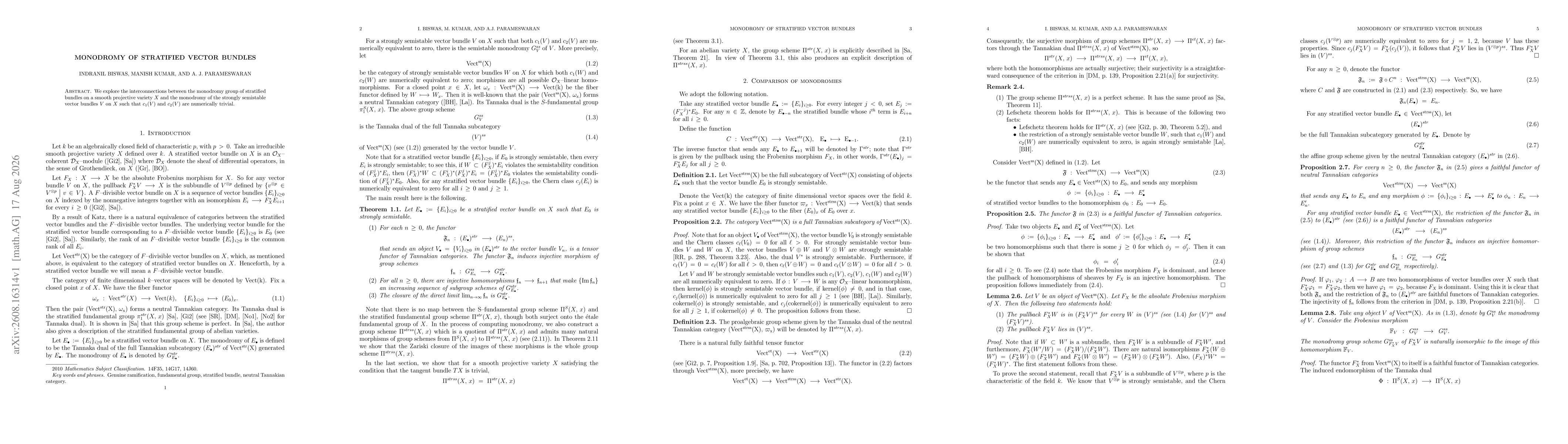 Thumbnail for Monodromy of stratified vector bundles