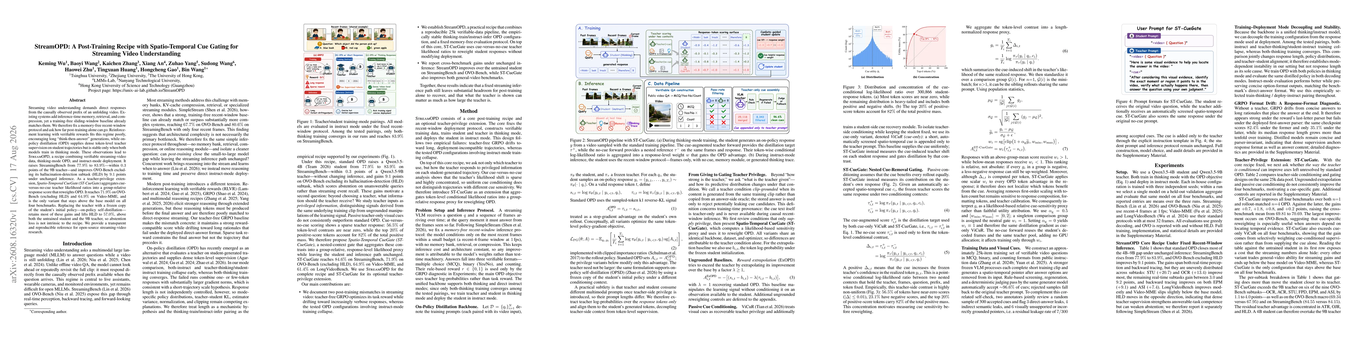 Thumbnail for StreamOPD: A Post-Training Recipe with Spatio-Temporal Cue Gating for Streaming Video Understanding