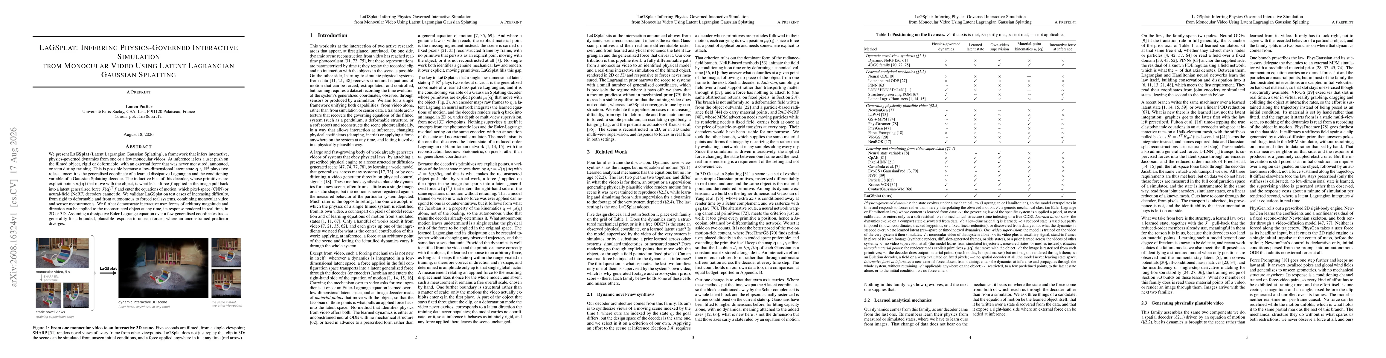 Thumbnail for LaGSplat: Inferring Physics-Governed Interactive Simulation from Monocular Video Using Latent Lagrangian Gaussian Splatting