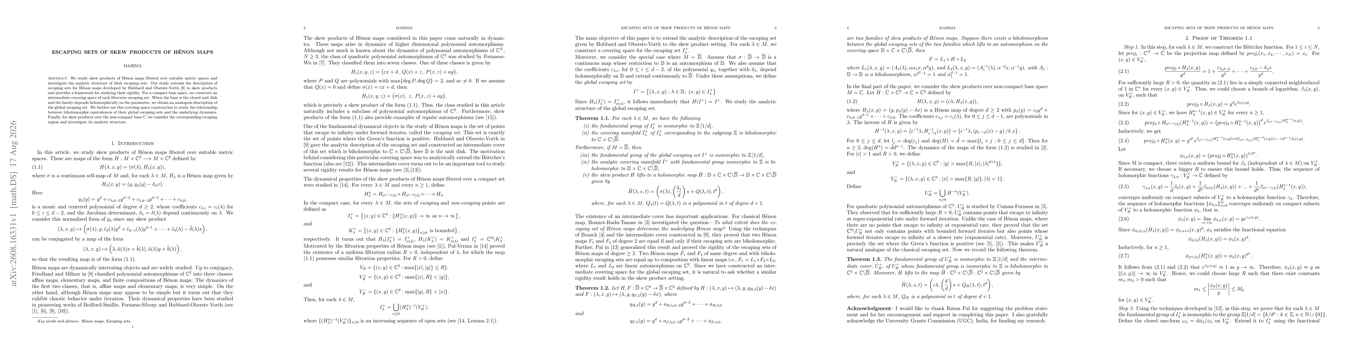 Thumbnail for Escaping Sets of Skew Products of Hénon maps