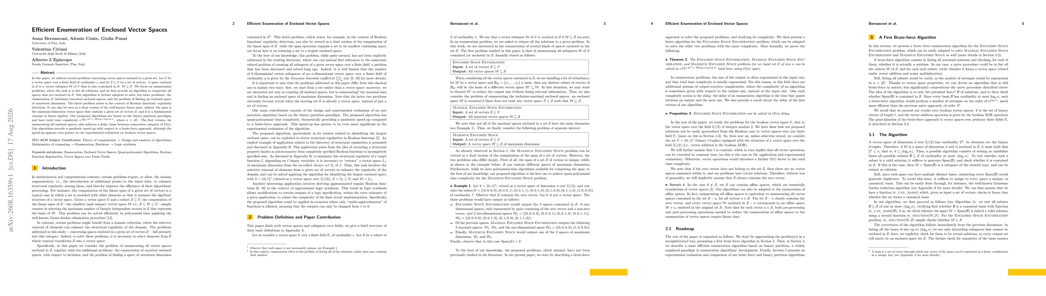 Thumbnail for Efficient Enumeration of Enclosed Vector Spaces
