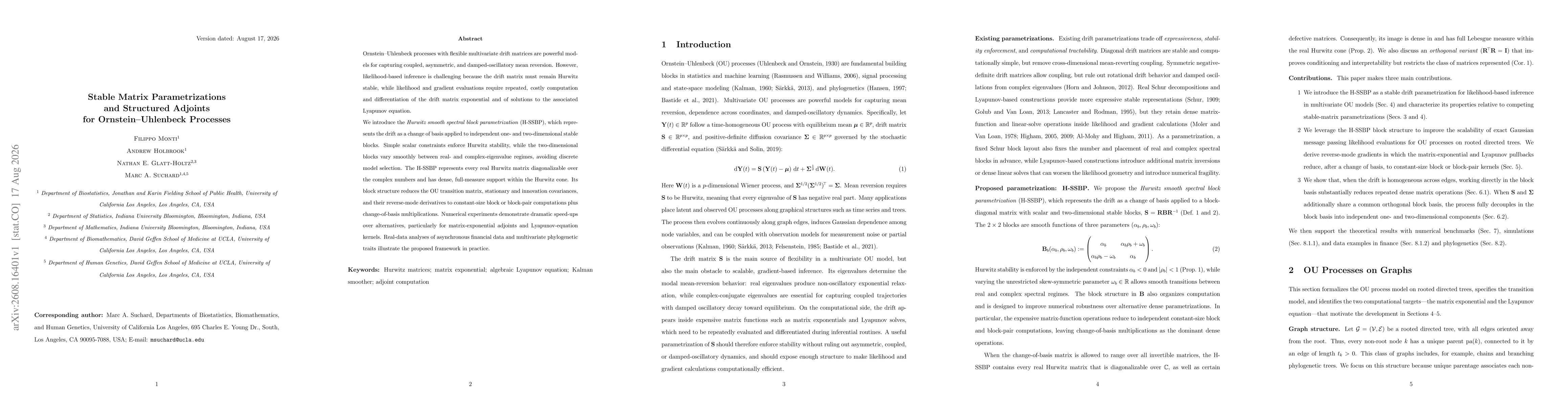 Thumbnail for Stable Matrix Parametrizations and Structured Adjoints for Ornstein-Uhlenbeck Processes