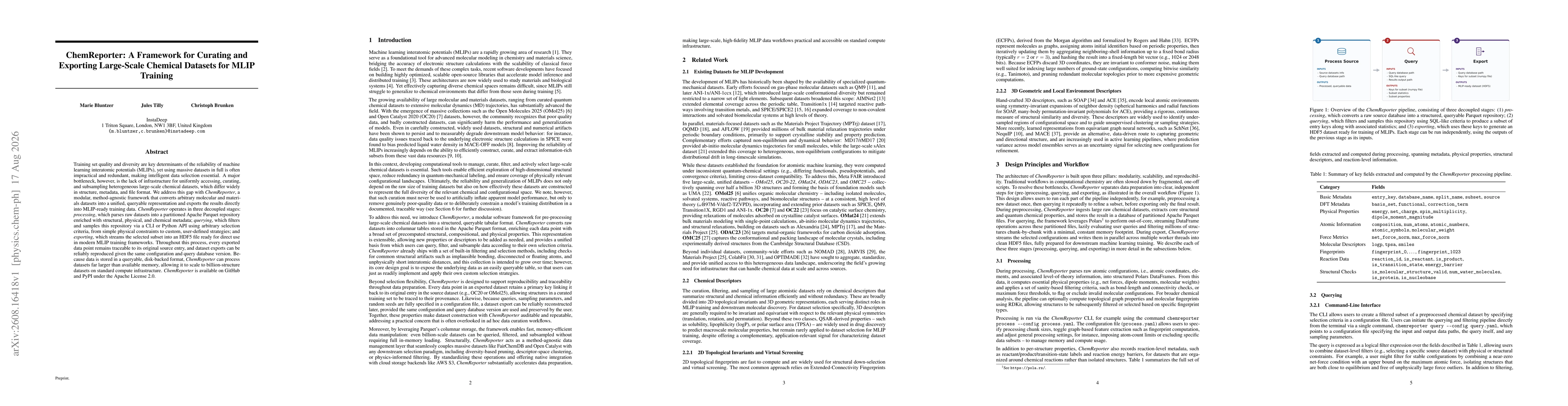 Thumbnail for ChemReporter: A Framework for Curating and Exporting Large-Scale Chemical Datasets for MLIP Training