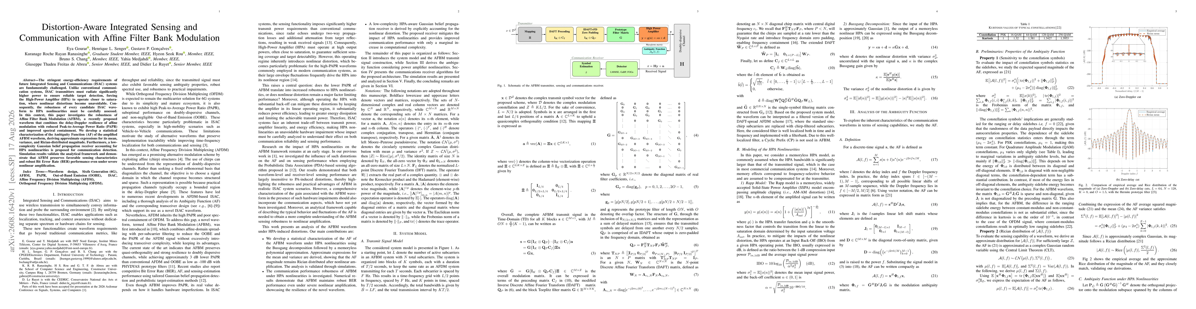 Thumbnail for Distortion-Aware Integrated Sensing and Communication with Affine Filter Bank Modulation