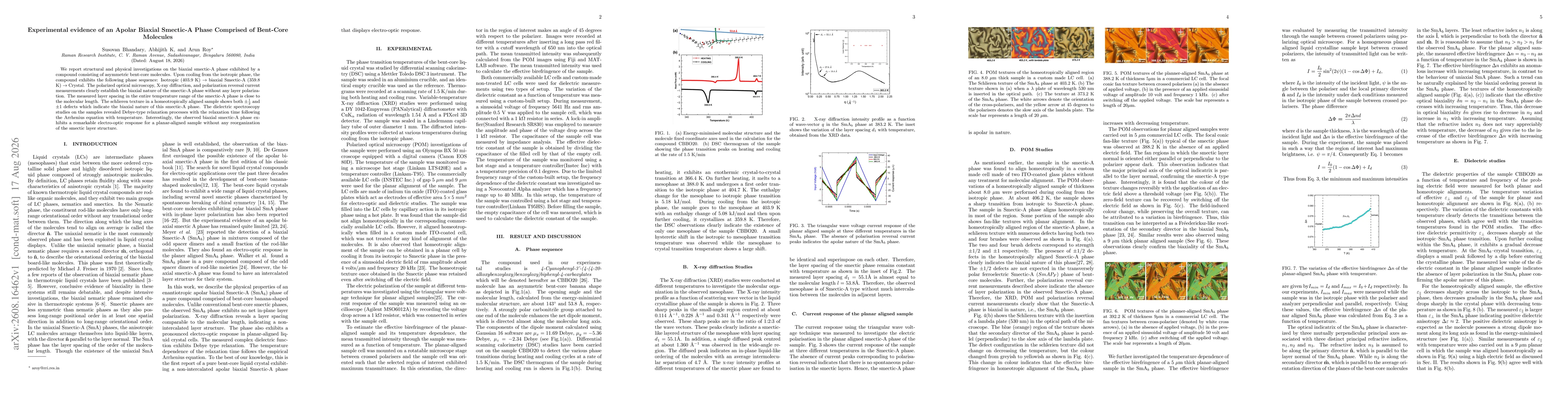 Thumbnail for Experimental evidence of an Apolar Biaxial Smectic-A Phase Comprised of Bent-Core Molecules