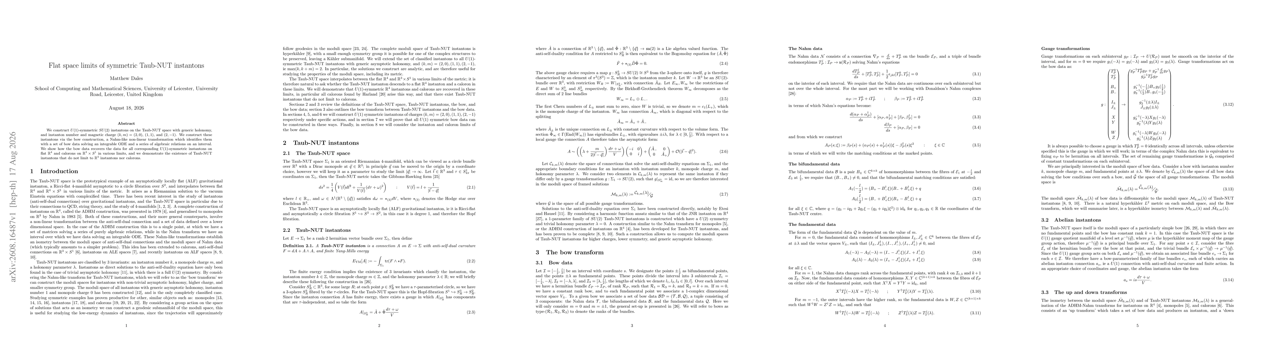 Thumbnail for Flat space limits of symmetric Taub-NUT instantons