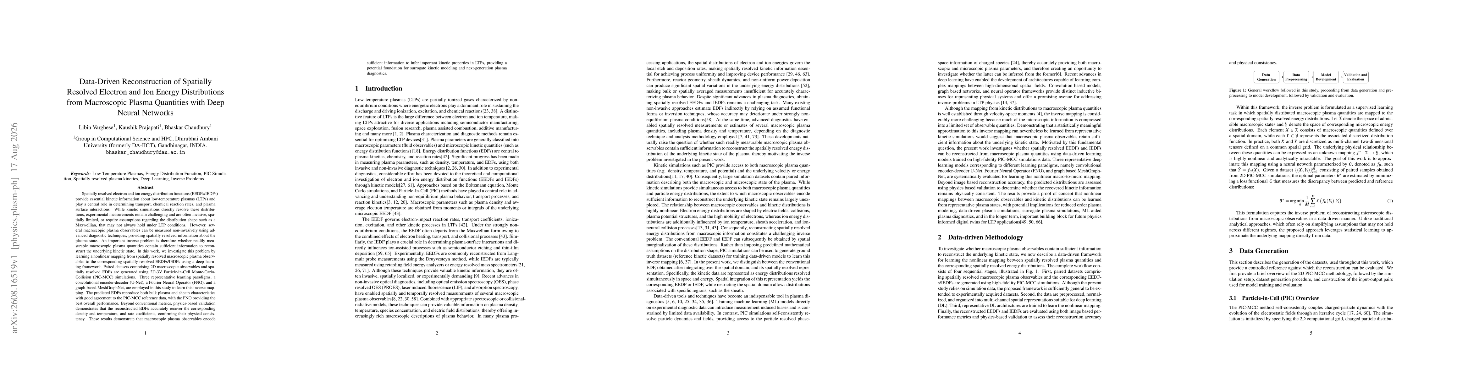 Thumbnail for Data-Driven Reconstruction of Spatially Resolved Electron and Ion Energy Distributions from Macroscopic Plasma Quantities with Deep Neural Networks
