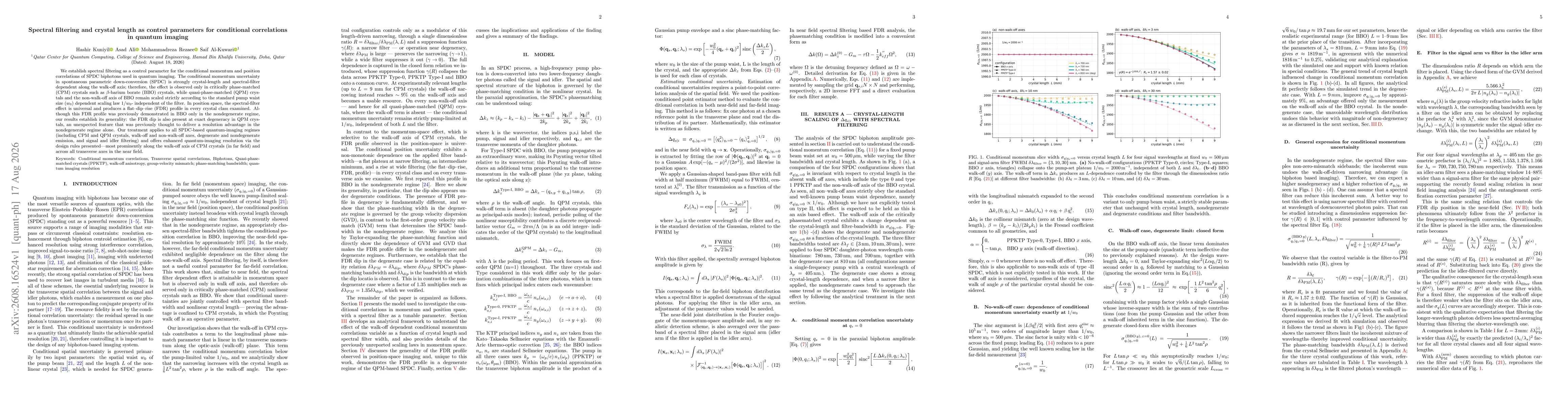 Thumbnail for Spectral filtering and crystal length as control parameters for conditional correlations in quantum imaging