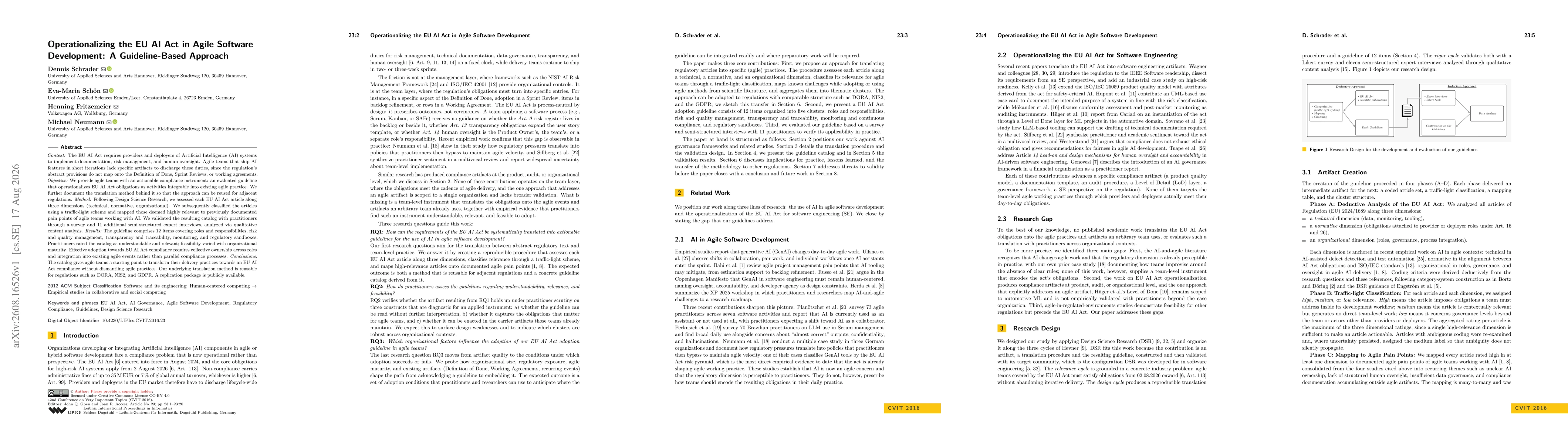 Thumbnail for Operationalizing the EU AI Act in Agile Software Development: A Guideline-Based Approach