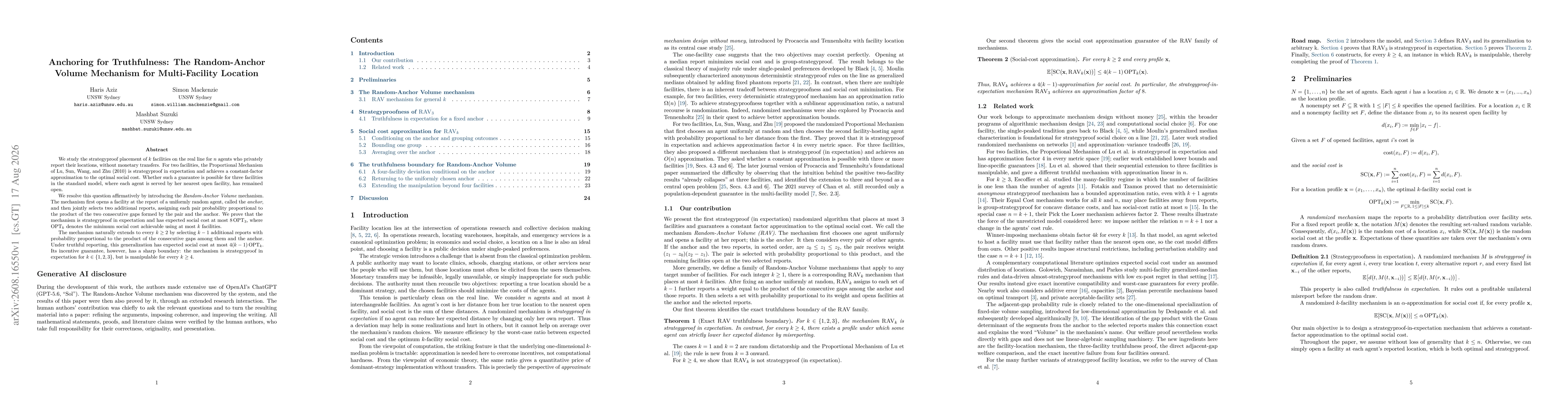 Thumbnail for Anchoring for Truthfulness: The Random-Anchor Volume Mechanism for Multi-Facility Location