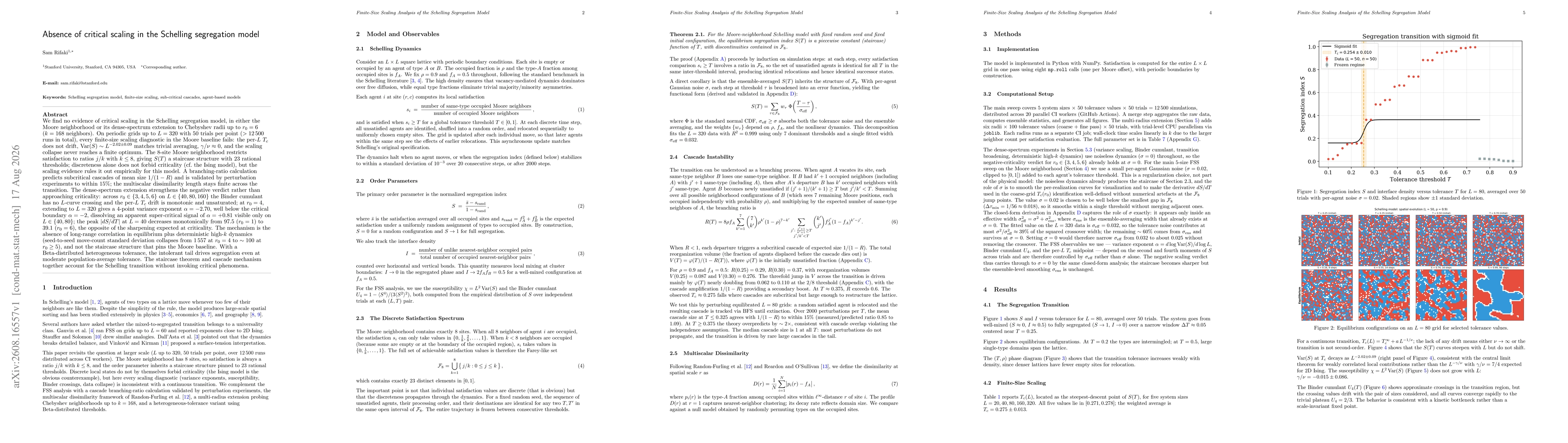 Thumbnail for Absence of critical scaling in the Schelling segregation model