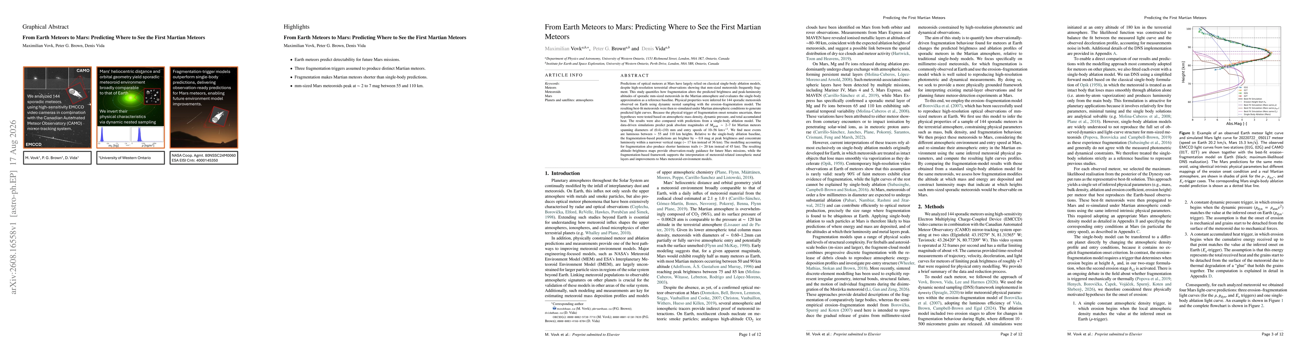 Thumbnail for From Earth Meteors to Mars: Predicting Where to See the First Martian Meteors