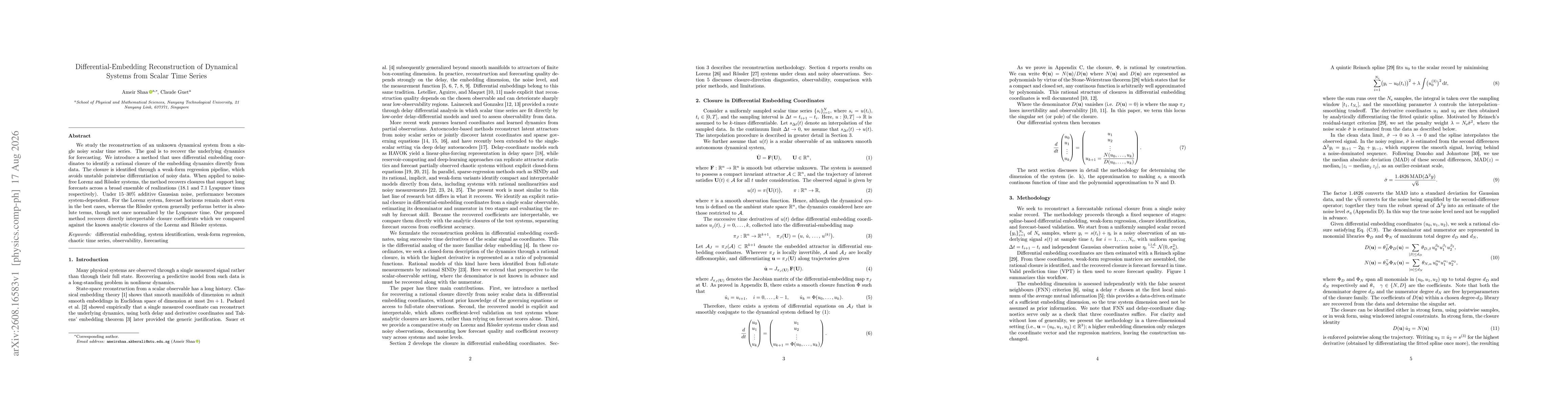 Thumbnail for Differential-Embedding Reconstruction of Dynamical Systems from Scalar Time Series