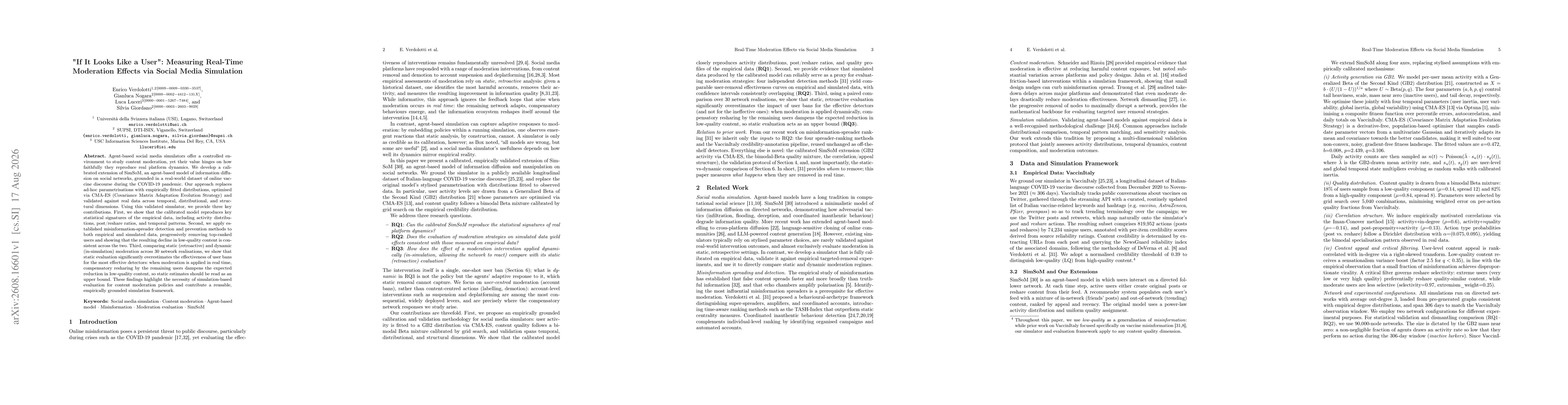 Thumbnail for "If It Looks Like a User": Measuring Real-Time Moderation Effects via Social Media Simulation