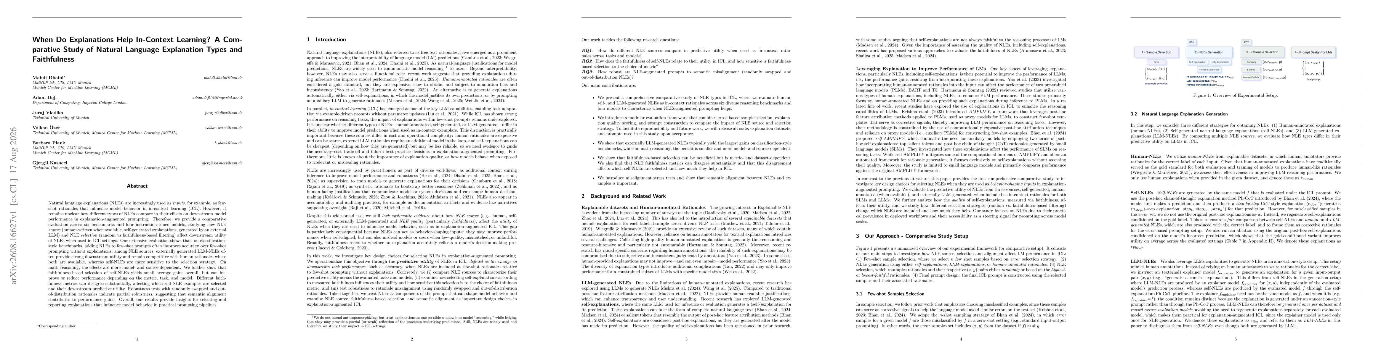 Thumbnail for When Do Explanations Help In-Context Learning? A Comparative Study of Natural Language Explanation Types and Faithfulness
