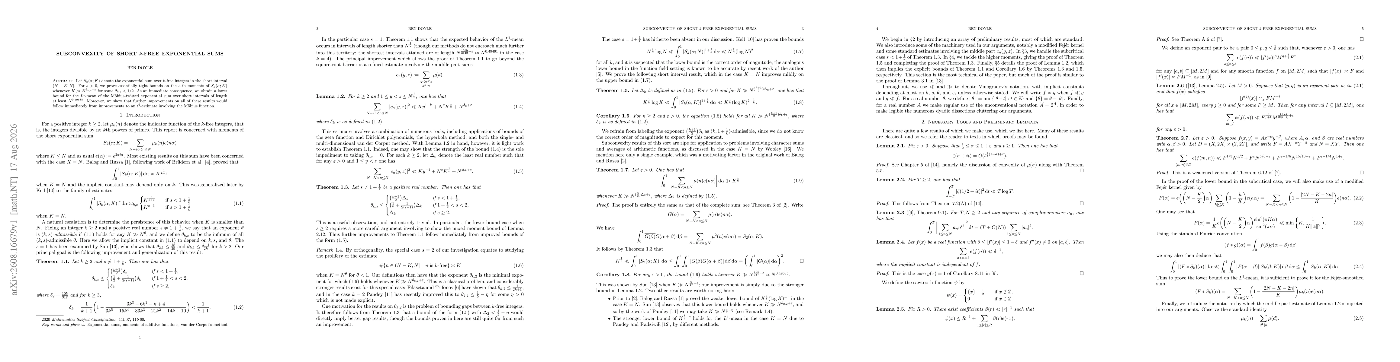 Thumbnail for Subconvexity of Short $k$-Free Exponential Sums