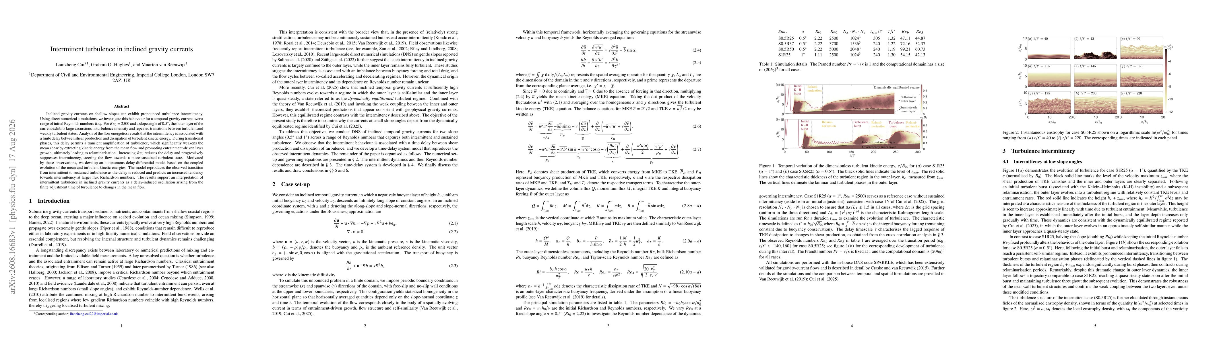 Thumbnail for Intermittent turbulence in inclined gravity currents