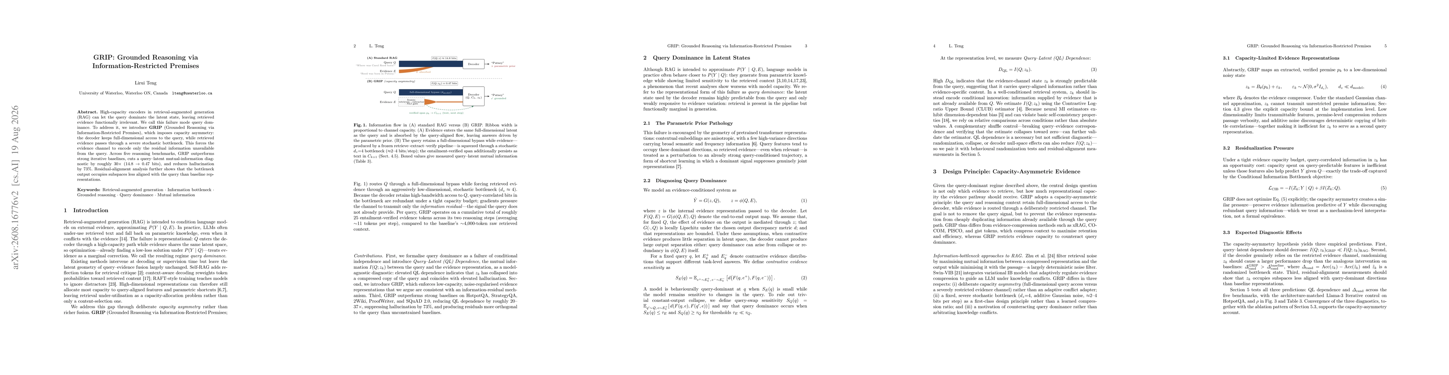 Thumbnail for GRIP: Grounded Reasoning via Information-Restricted Premises