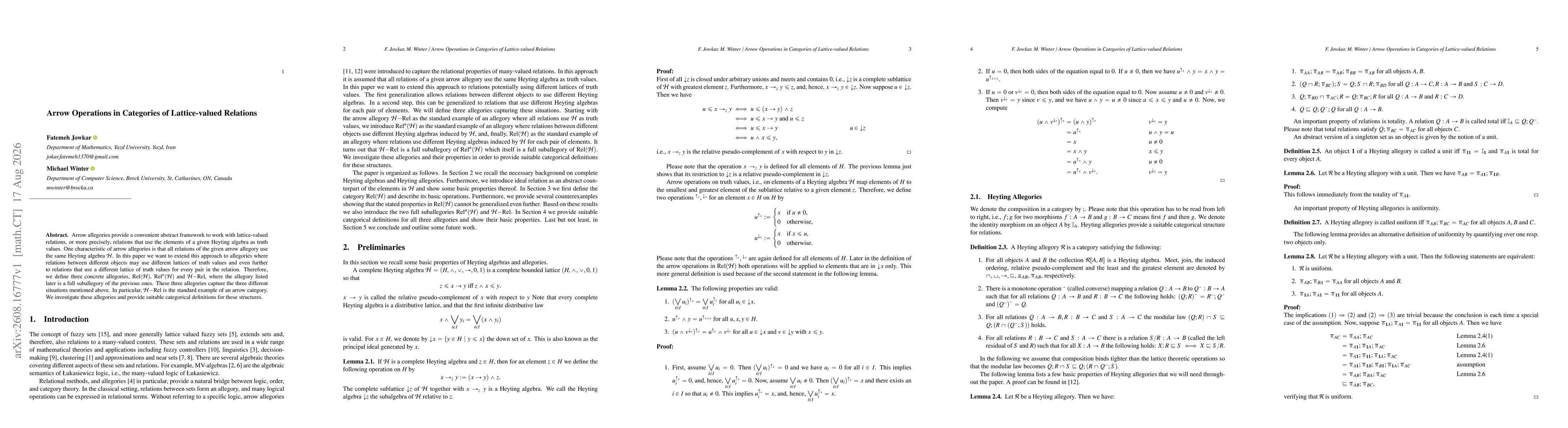 Thumbnail for Arrow Operations in Categories of Lattice-valued Relations