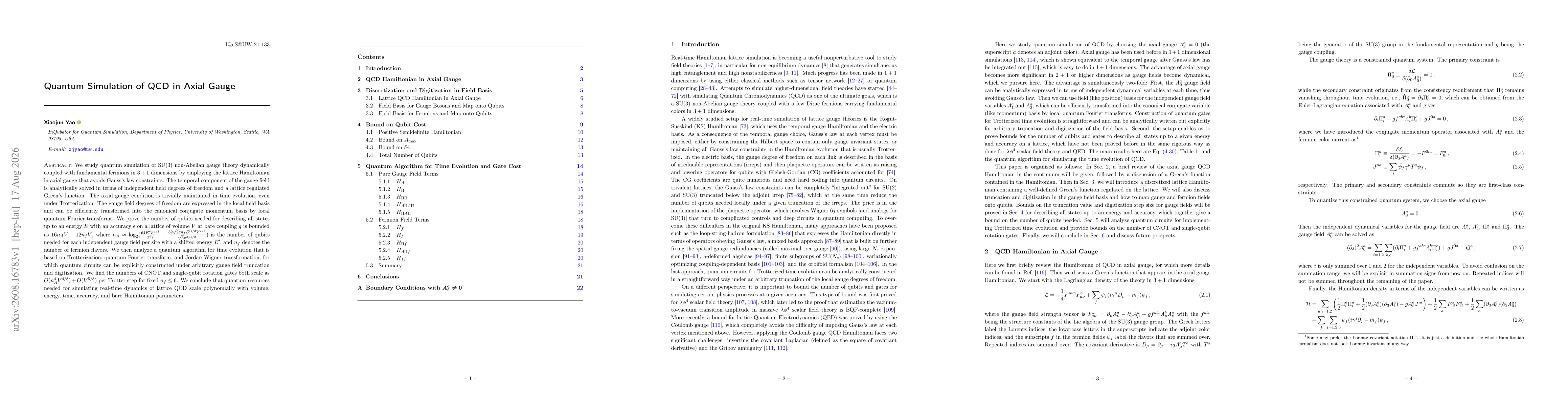 Thumbnail for Quantum Simulation of QCD in Axial Gauge