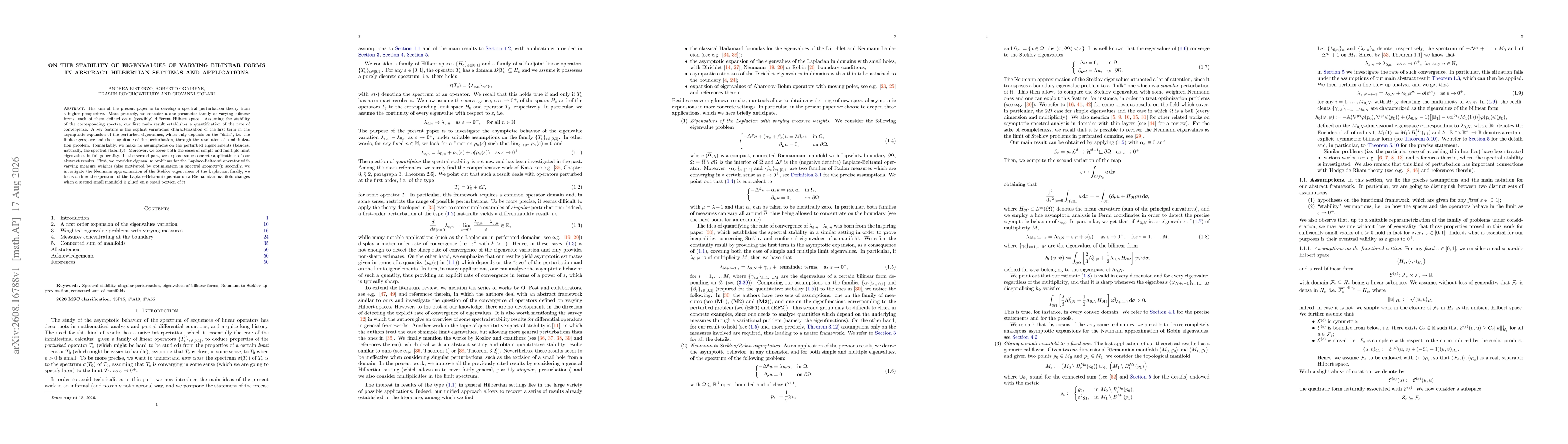 Thumbnail for On the stability of eigenvalues of varying bilinear forms in abstract Hilbertian settings and applications