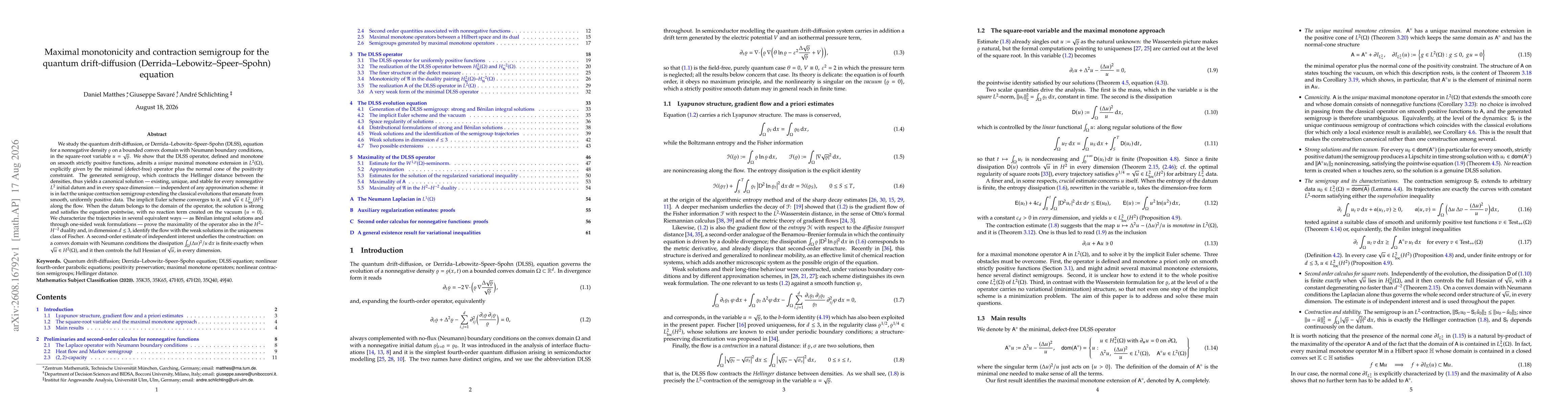 Thumbnail for Maximal monotonicity and contraction semigroup for the quantum drift-diffusion (Derrida-Lebowitz-Speer-Spohn) equation