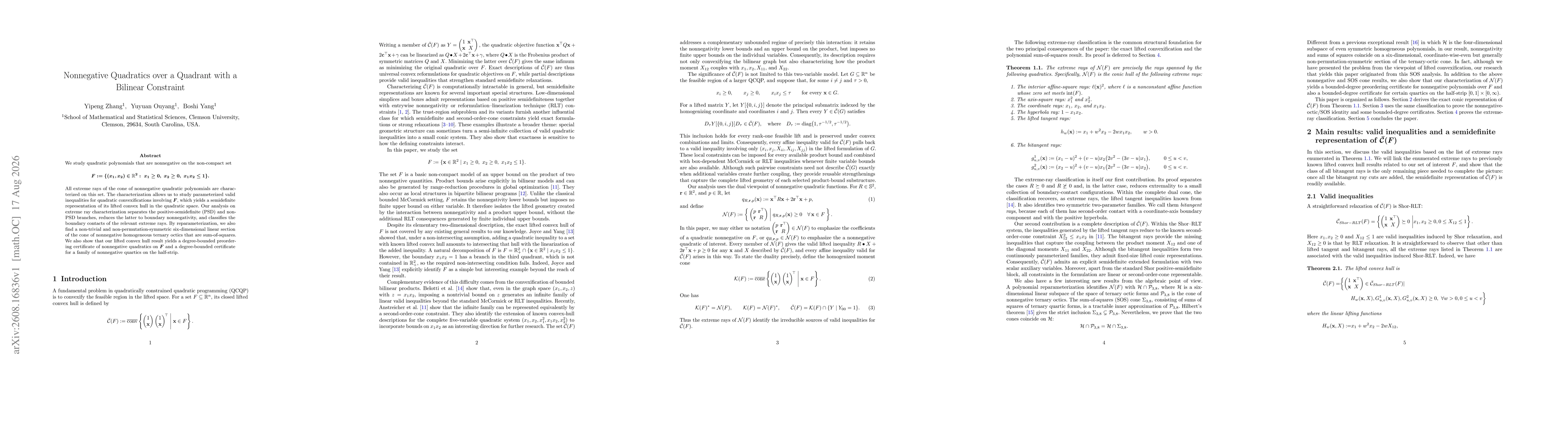 Thumbnail for Nonnegative Quadratics over a Quadrant with a Bilinear Constraint