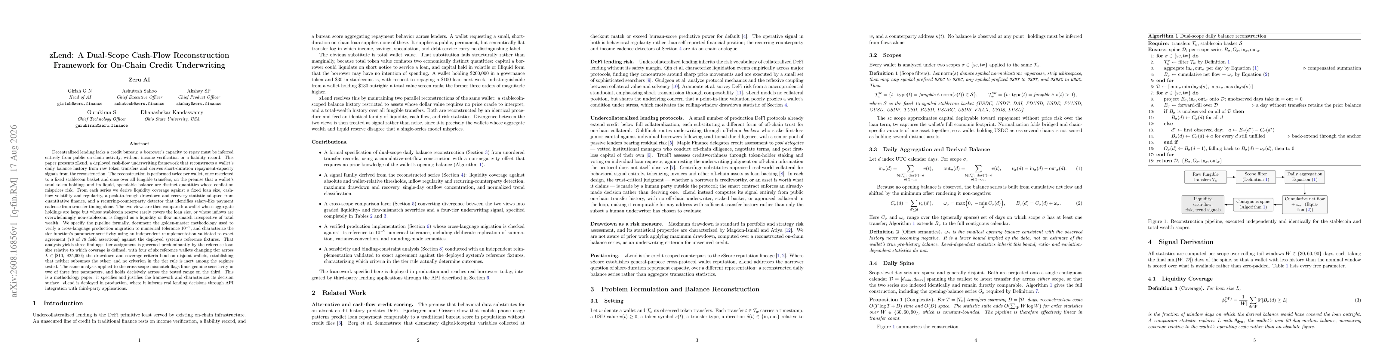 Thumbnail for zLend: A Dual-Scope Cash-Flow Reconstruction Framework for On-Chain Credit Underwriting