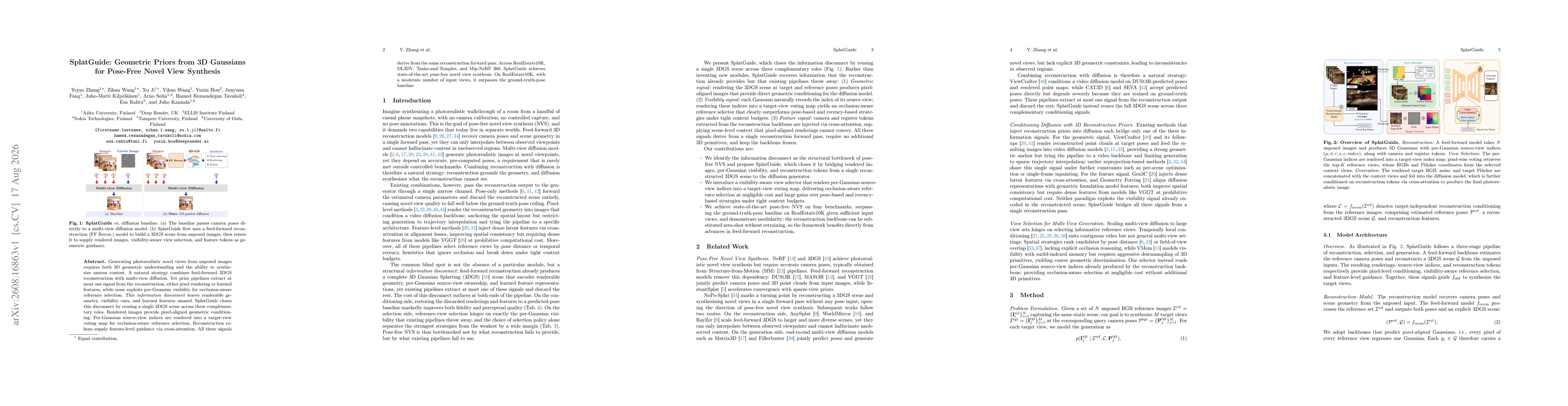 Thumbnail for SplatGuide: Geometric Priors from 3D Gaussians for Pose-Free Novel View Synthesis