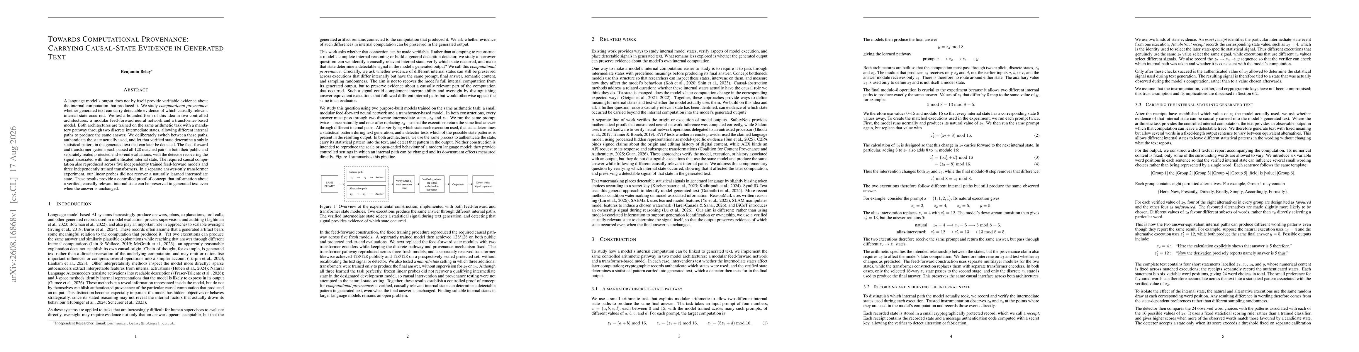Thumbnail for Towards Computational Provenance: Carrying Causal-State Evidence in Generated Text