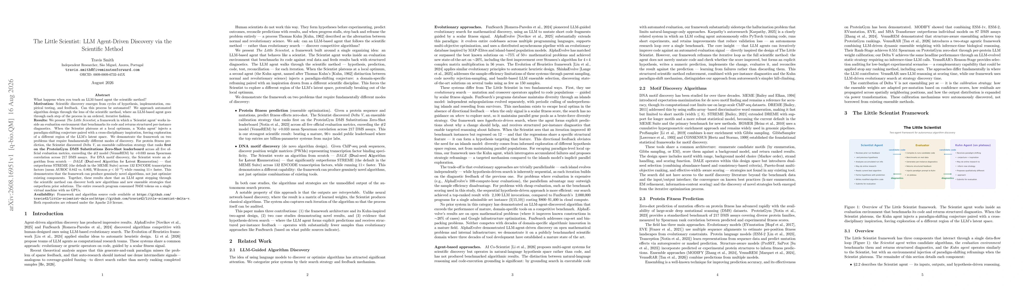 Thumbnail for The Little Scientist: LLM Agent-Driven Discovery via the Scientific Method