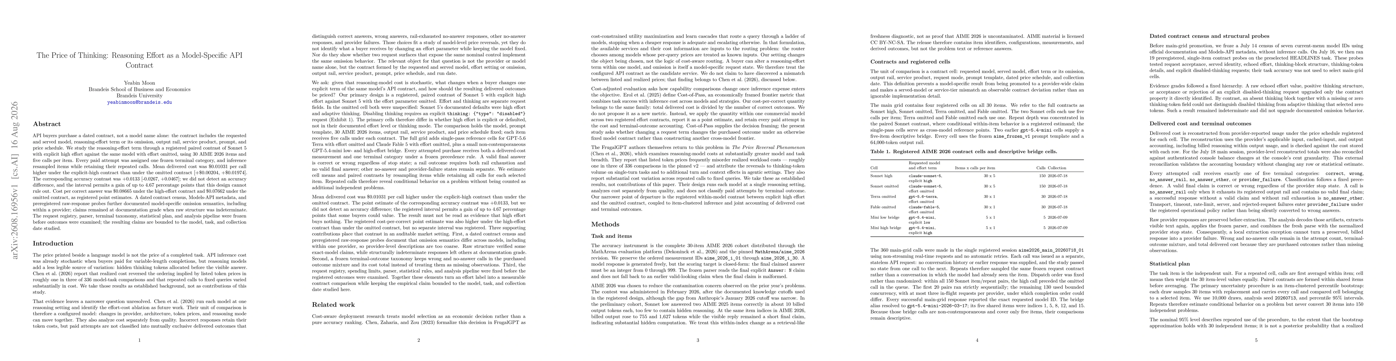 Thumbnail for The Price of Thinking: Reasoning Effort as a Model-Specific API Contract