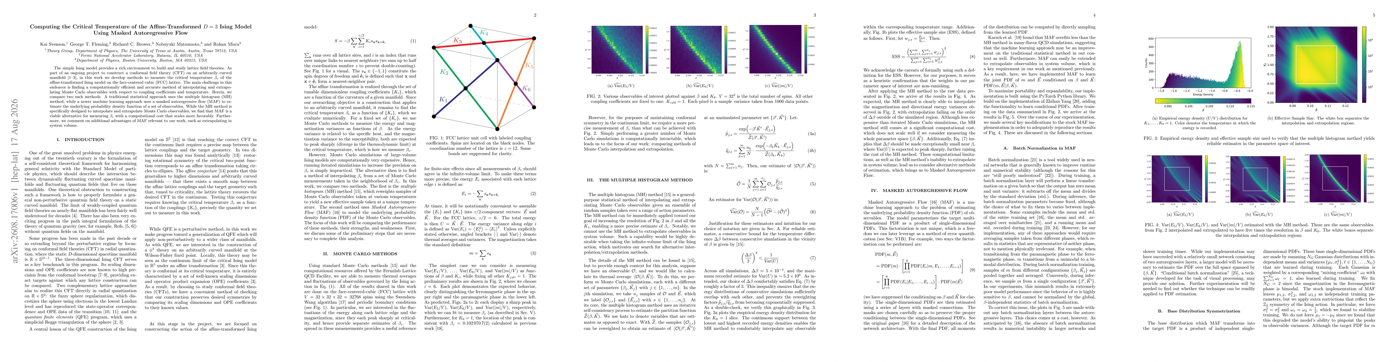 Thumbnail for Computing the Critical Temperature of the Affine-Transformed $D=3$ Ising Model Using Masked Autoregressive Flow