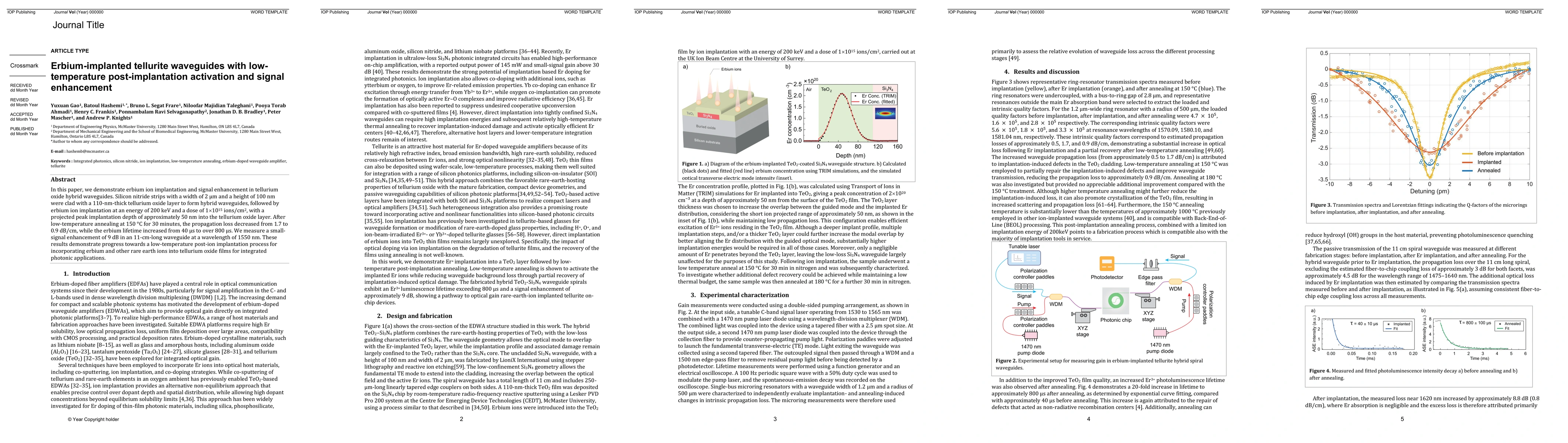 Thumbnail for Erbium-implanted tellurite waveguides with low-temperature post-implantation activation and signal enhancement