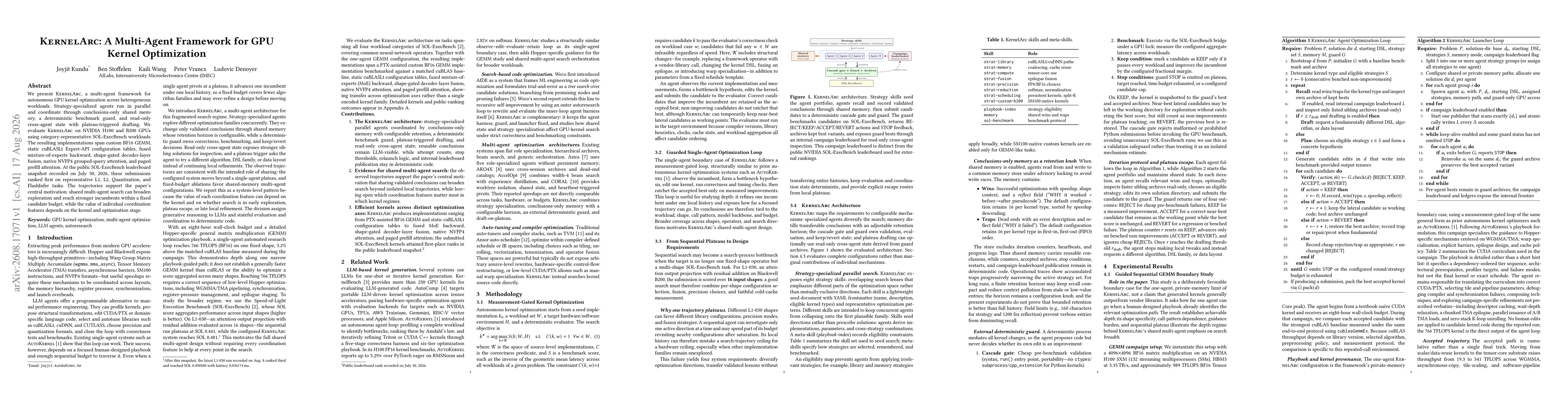 Thumbnail for KernelArc: A Multi-Agent Framework for GPU Kernel Optimization