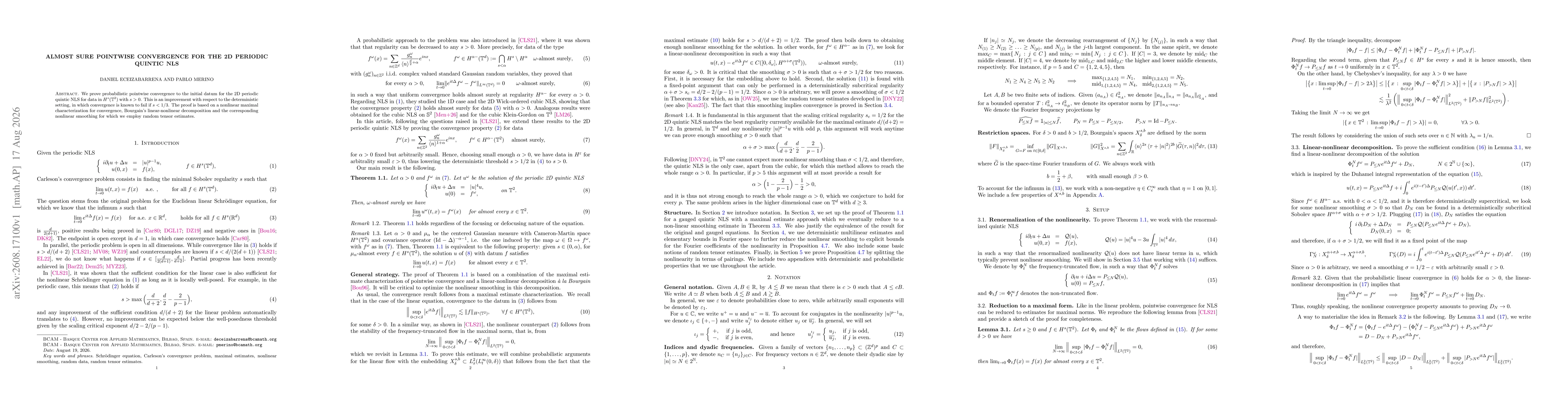Thumbnail for Almost sure pointwise convergence for the 2D periodic quintic NLS