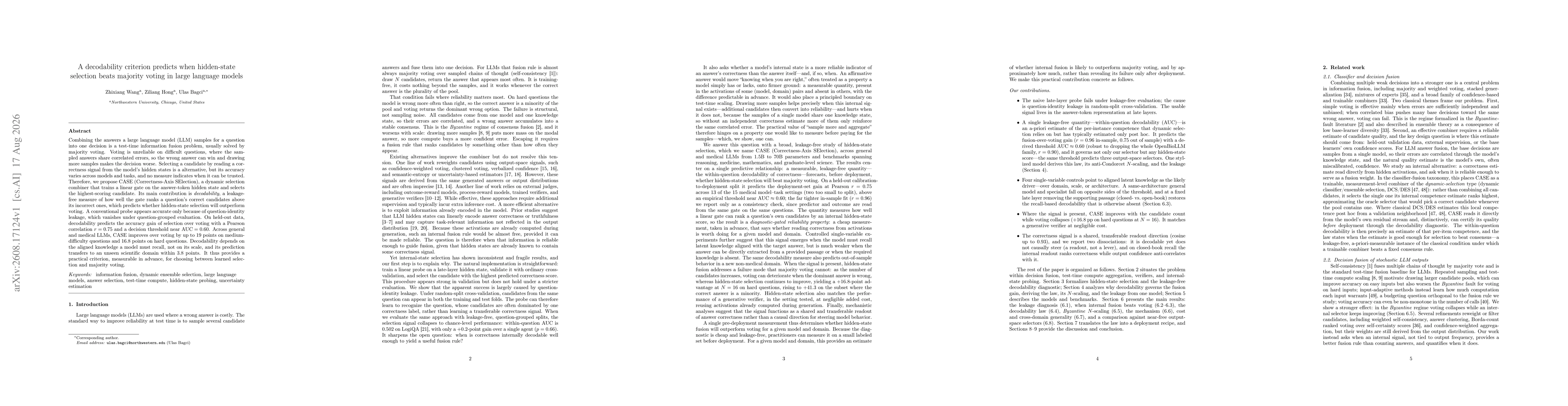 Thumbnail for A decodability criterion predicts when hidden-state selection beats majority voting in large language models