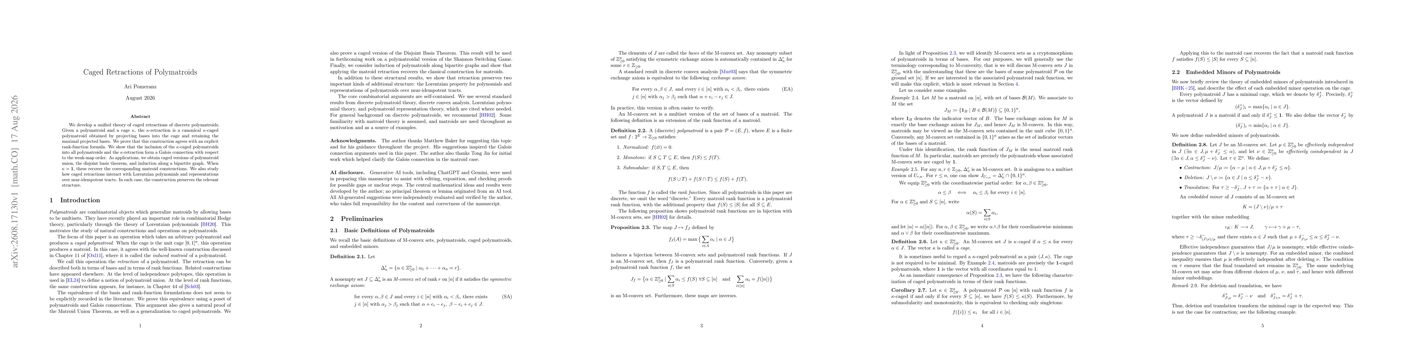 Thumbnail for Caged Retractions of Polymatroids