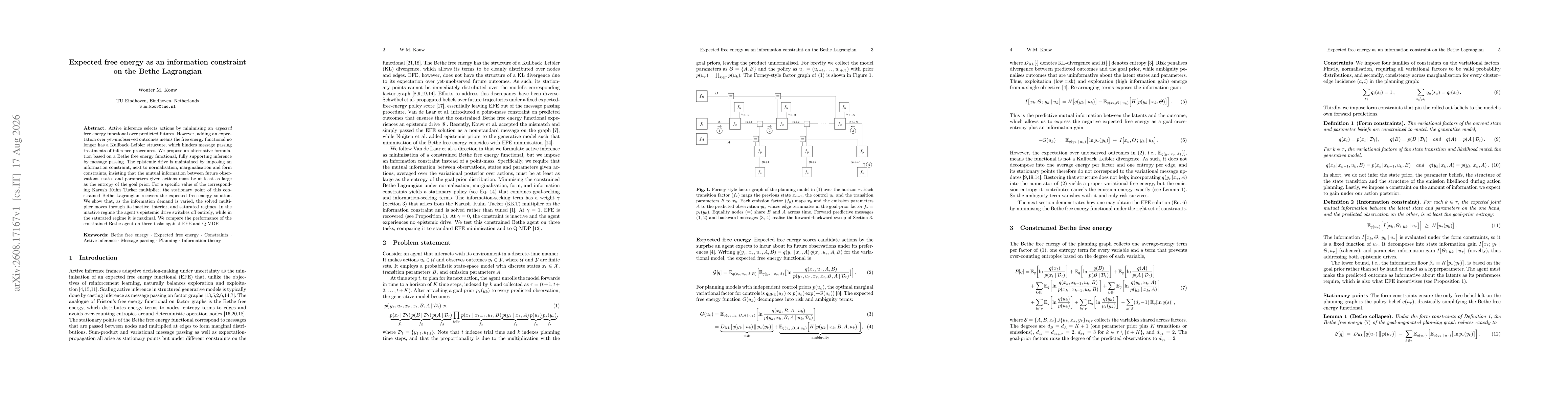 Thumbnail for Expected free energy as an information constraint on the Bethe Lagrangian