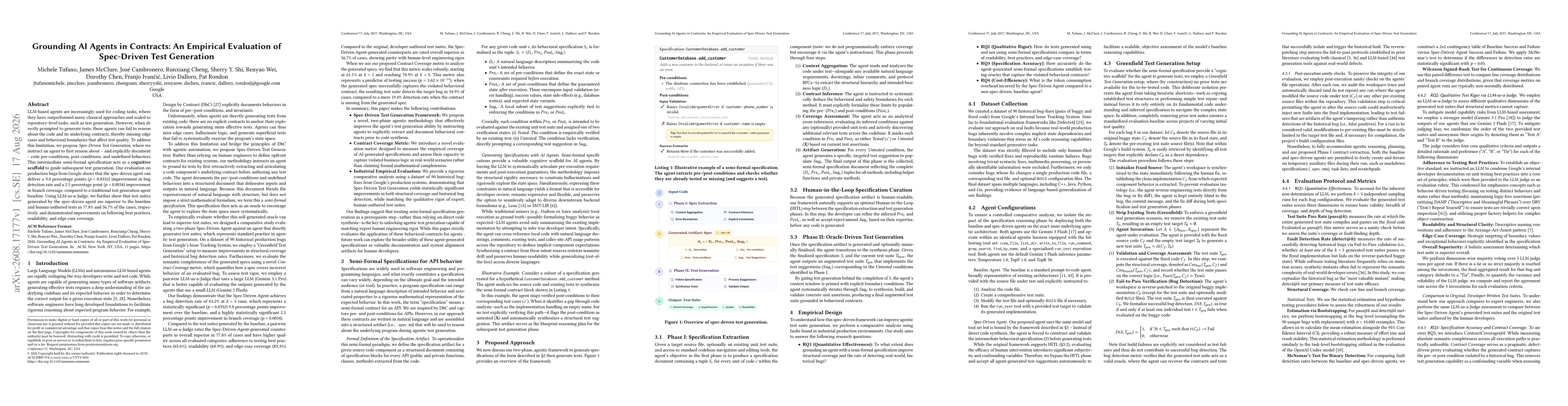 Thumbnail for Grounding AI Agents in Contracts: An Empirical Evaluation of Spec-Driven Test Generation