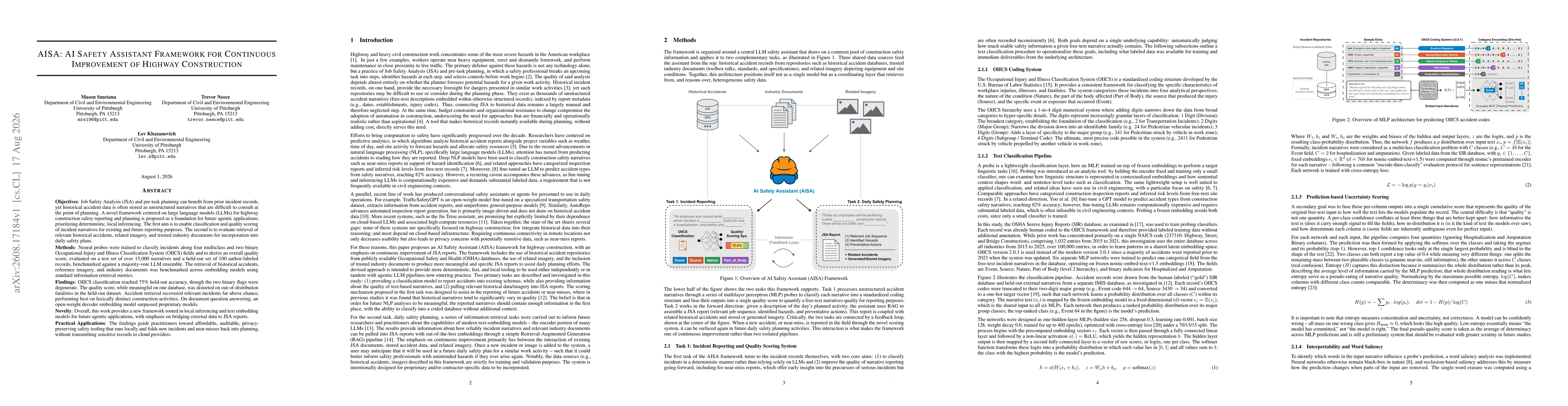 Thumbnail for AISA: AI Safety Assistant Framework for Continuous Improvement of Highway Construction