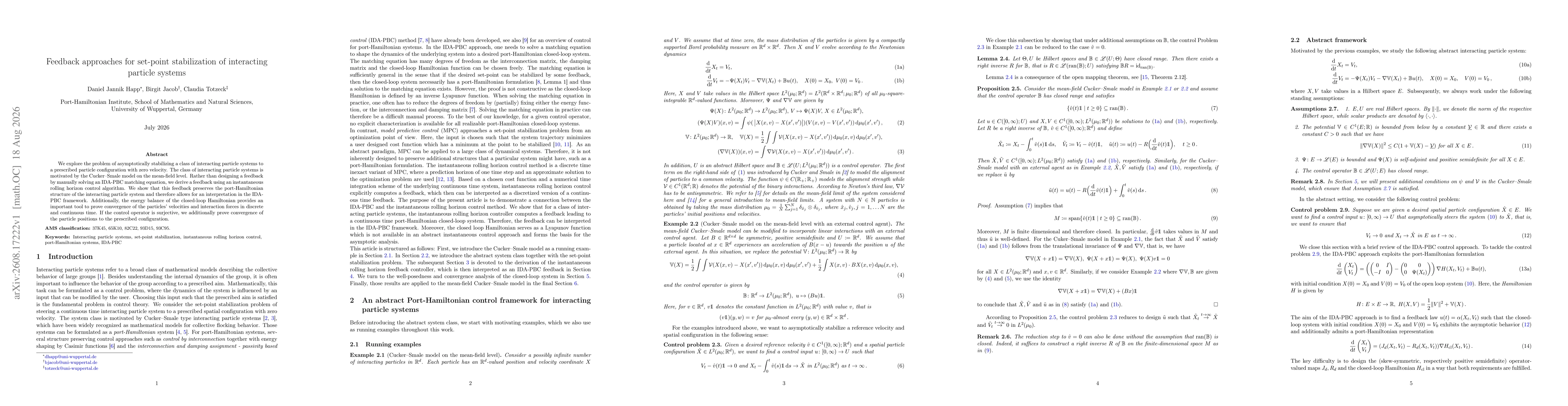 Thumbnail for Feedback approaches for set-point stabilization of interacting particle systems